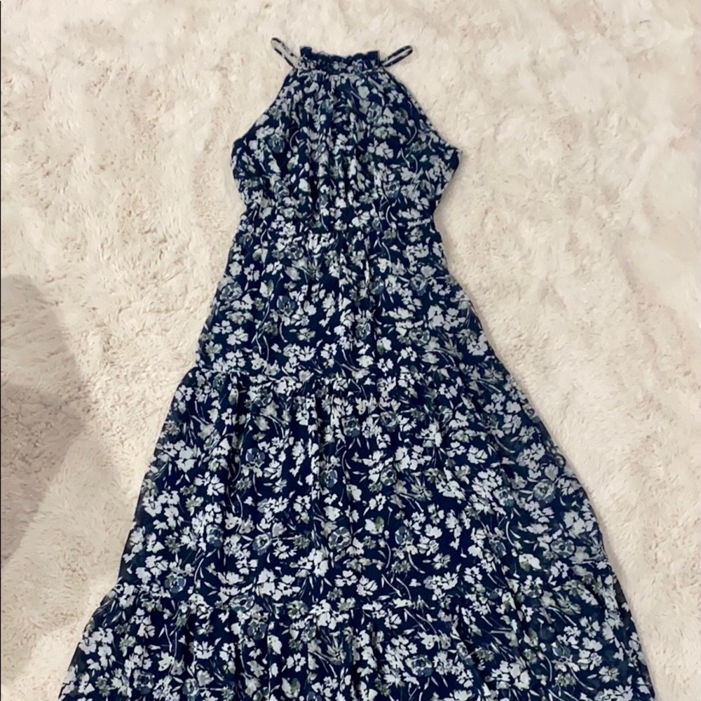 Loft Navy Floral Maxi Dress